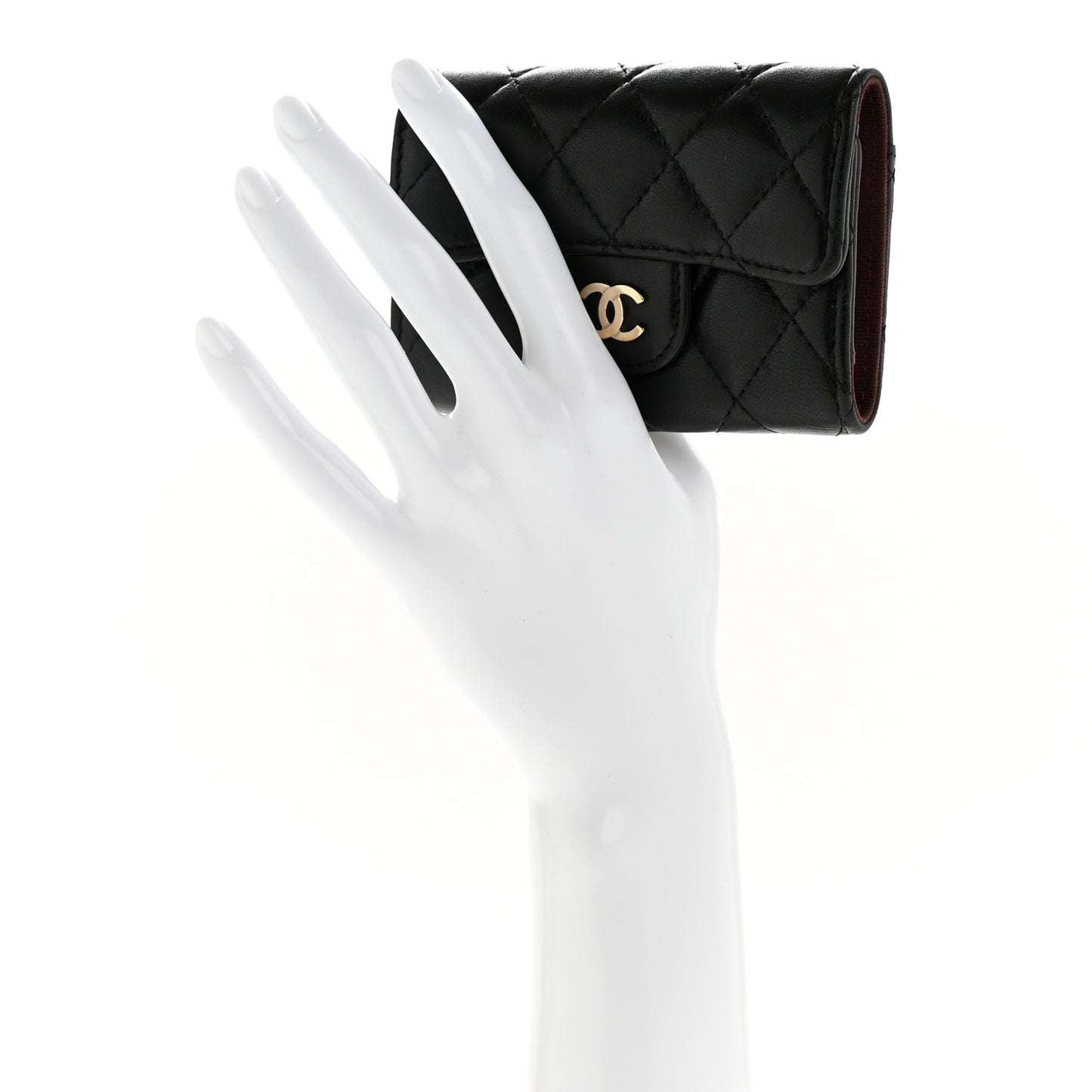 Lambskin Quilted Classic 4 Key Holder Wallet Black