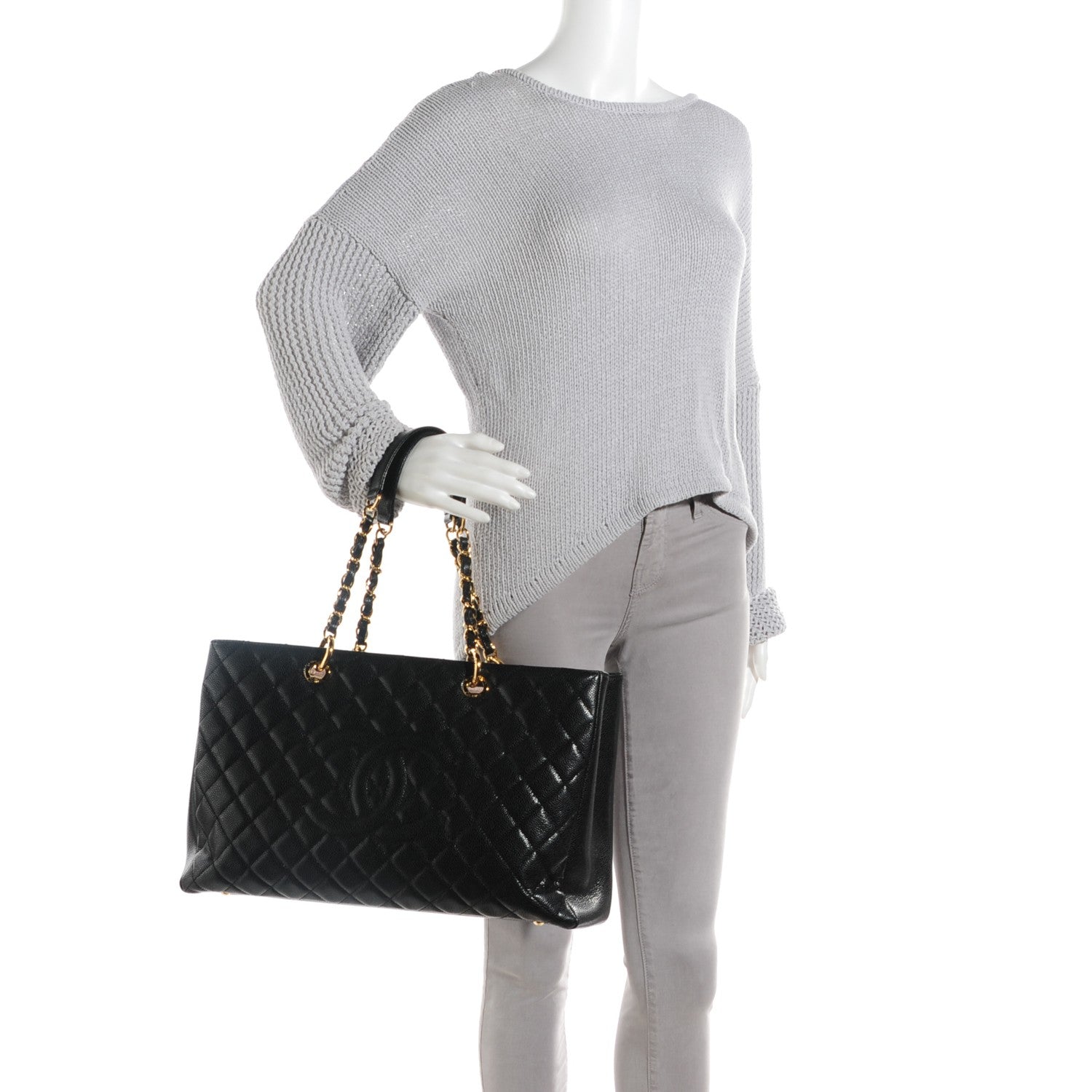 Chanel Caviar Quilted XL Grand Shopping Tote GST Black 2 of 7