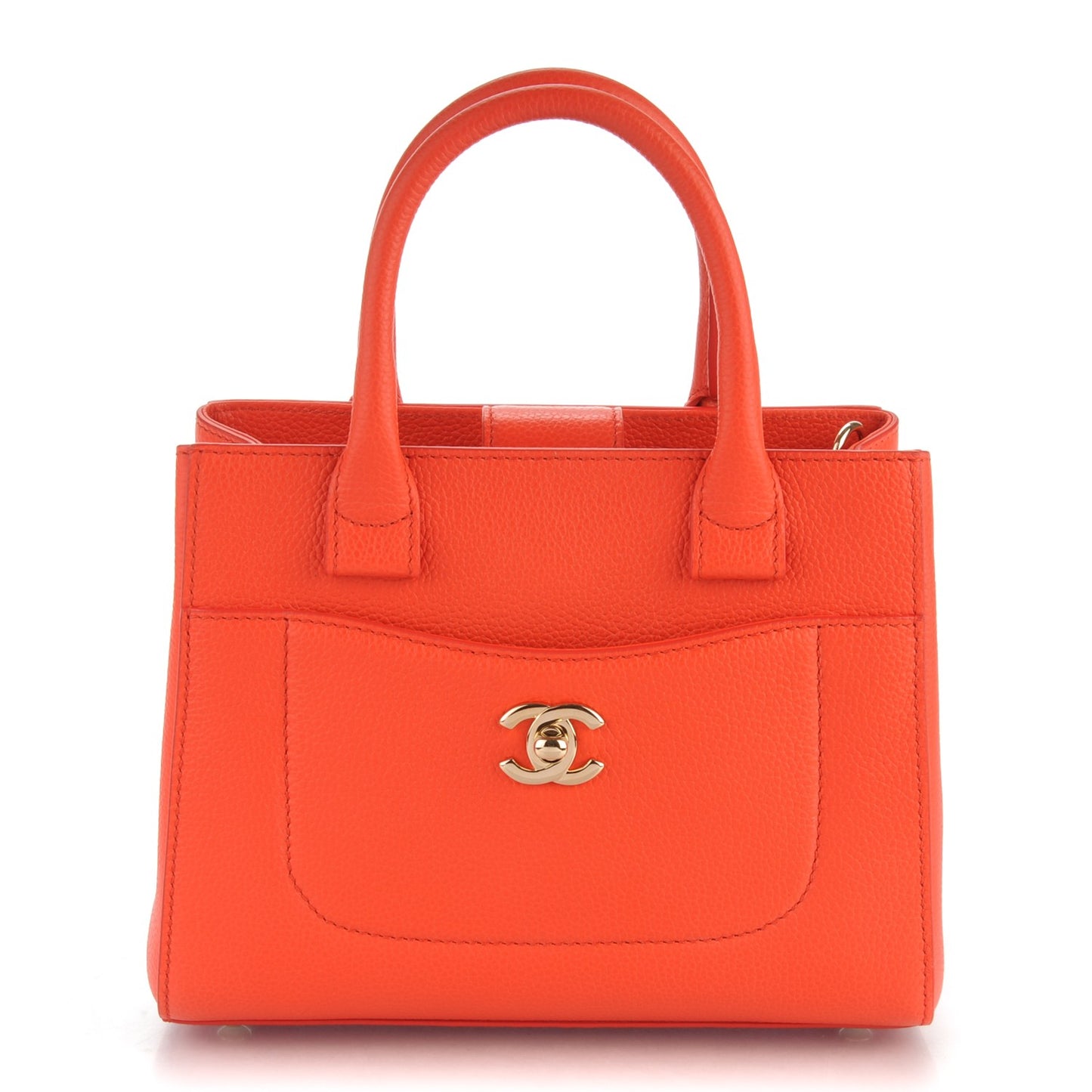 Grained Calfskin Mini Neo Executive Shopper Tote Red