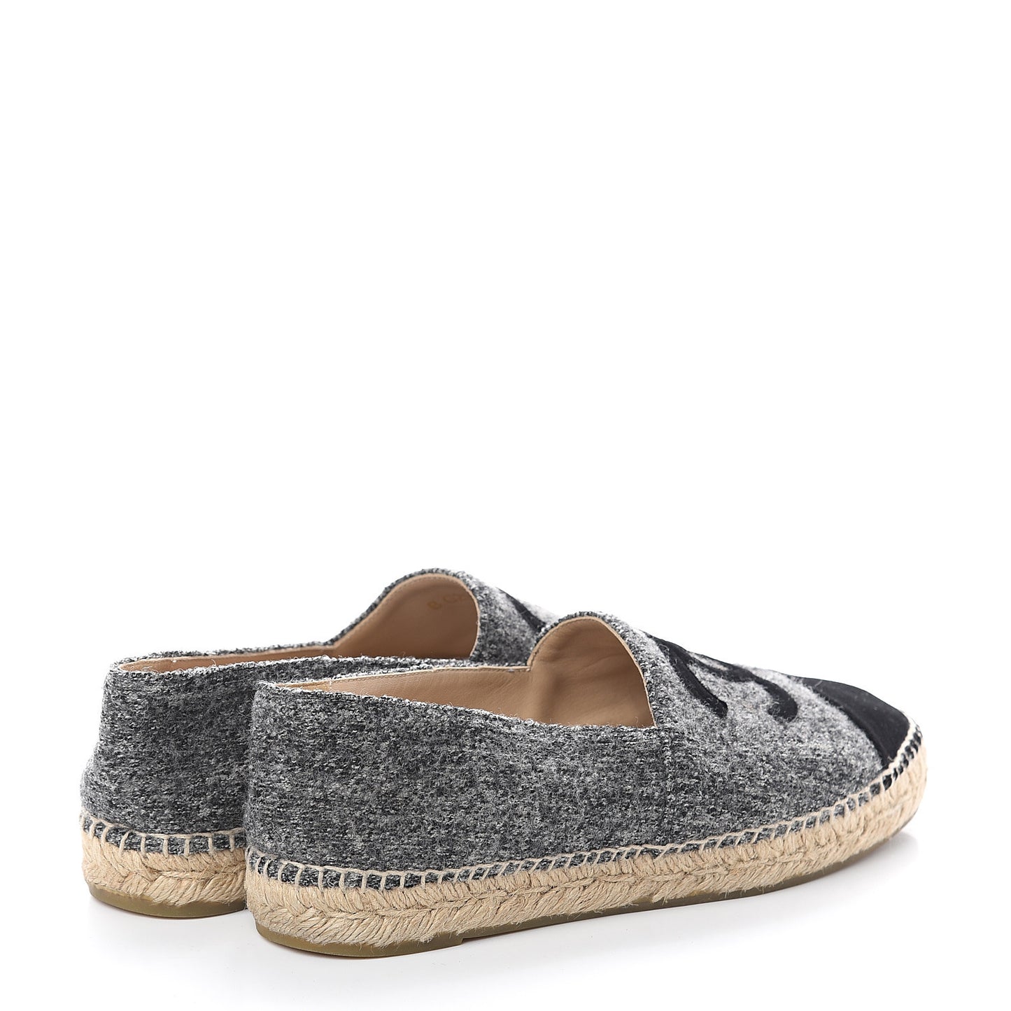 Tweed Velvet CC Espadrilles 40 Grey Black