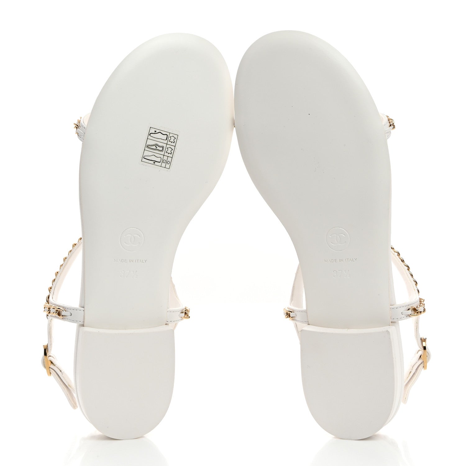 Chanel Lambskin CC Heart Chain Sandals 37.5 White 5 of 8
