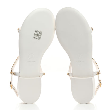Chanel Lambskin CC Heart Chain Sandals 37.5 White 5 of 8