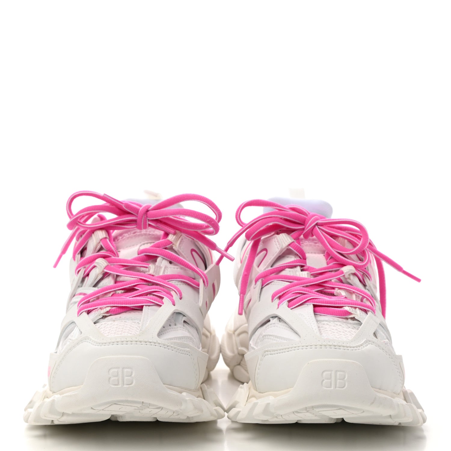 Balenciaga Mesh Rubber Bi-Color Womens Track Sneakers 37 White Fluo Pink 2 of 11