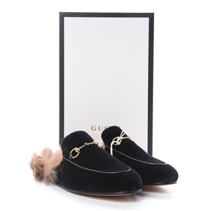 Gucci Velvet Fur Womens Princetown Slippers 39.5 Black 9 of 9