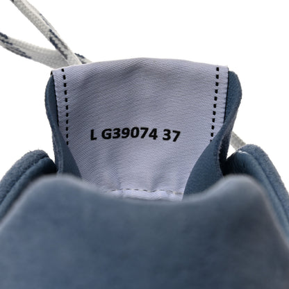 Chanel Suede Kidskin Fabric Perforated Quilted Womens CC Sneakers 37 Blue White 6 of 9