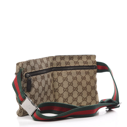 Gucci GG Monogram Web Double Pocket Belt Bag Dark Brown 3 of 16