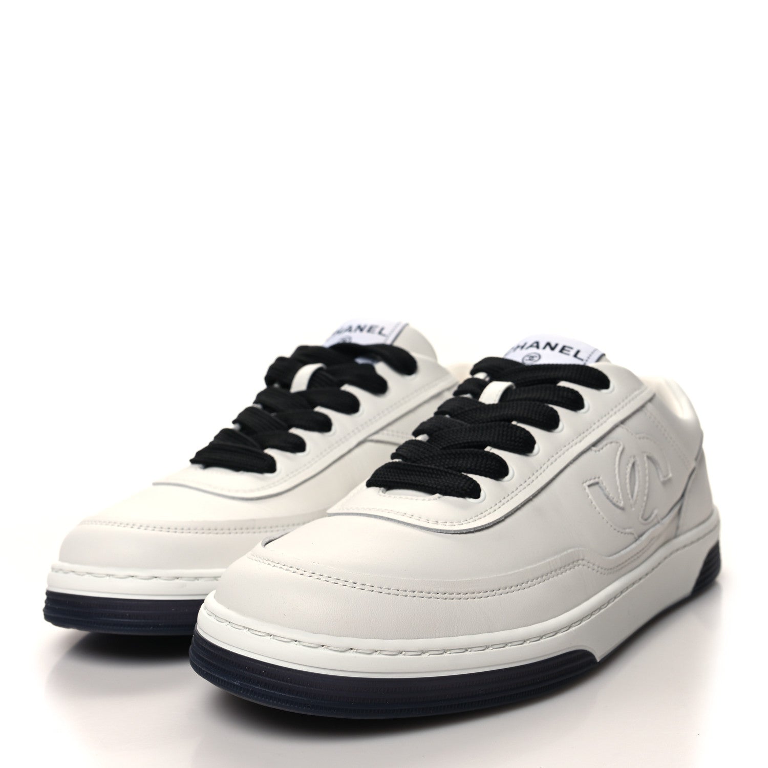 Chanel Calfskin CC Womens Sneakers 39 White Black 3 of 8