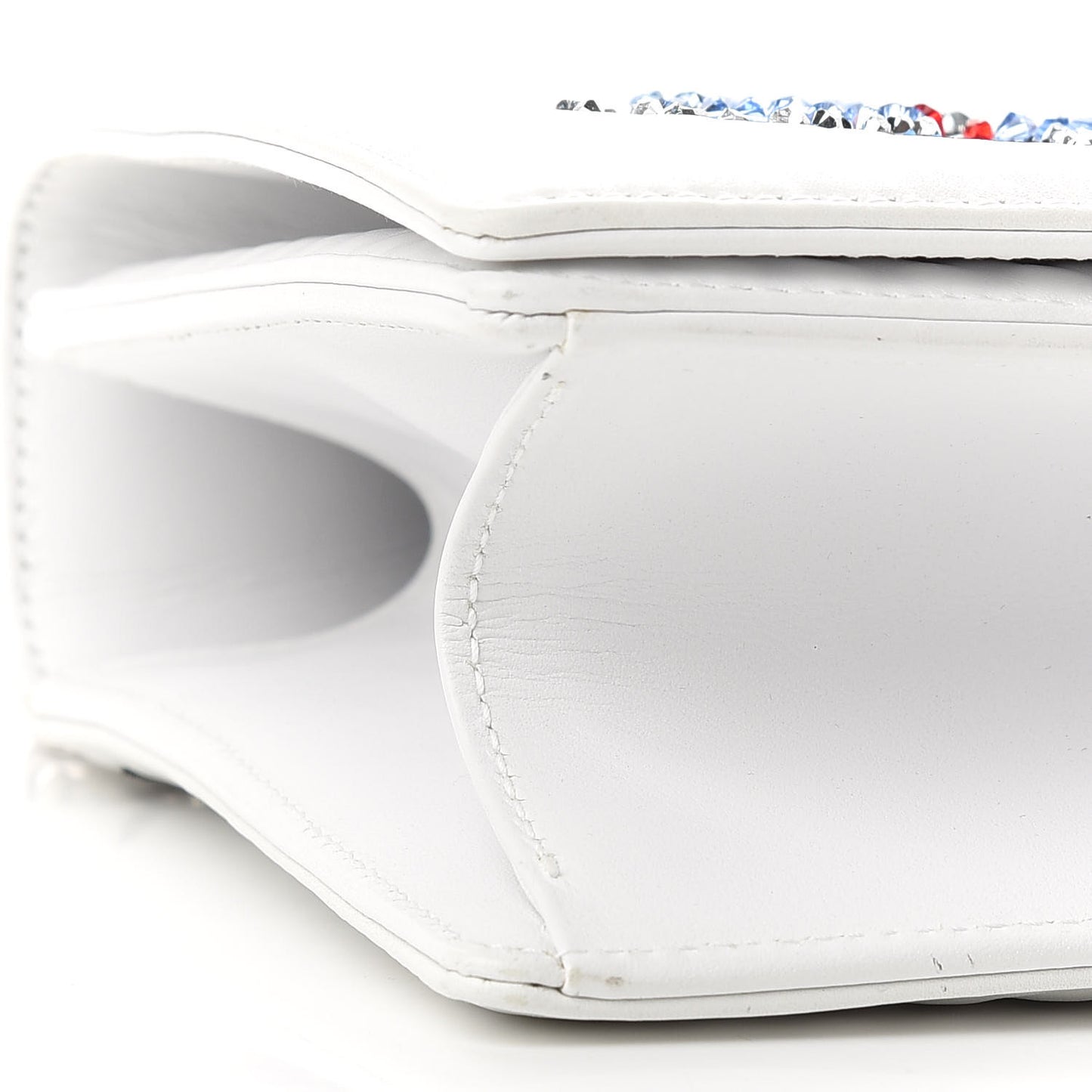 Lambskin Quilted Embroidered Small Diorama Flap Bag Off White