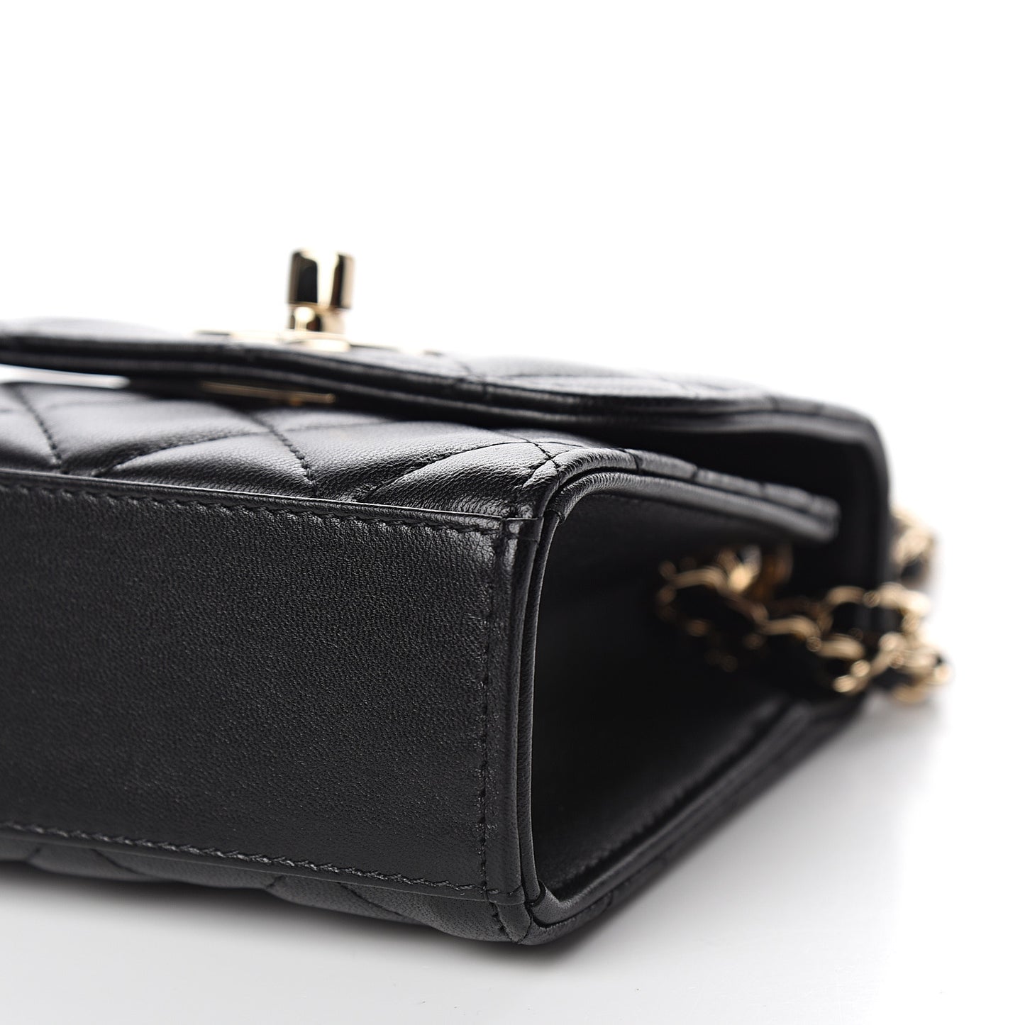 Lambskin Quilted Mini Trendy CC Chain Wallet Black
