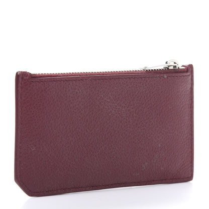 Saint Laurent Grained Calfskin 5 Fragments Zip Pouch Card Holder Burgundy 3 of 9