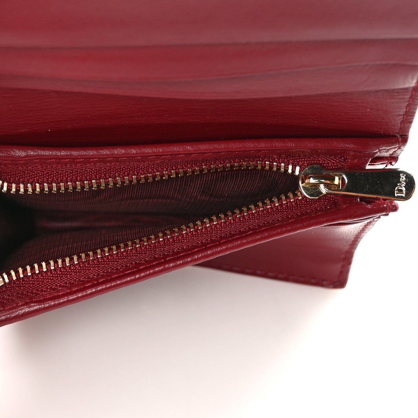 Patent Cannage Mini Lady Dior Wallet Cherry Red
