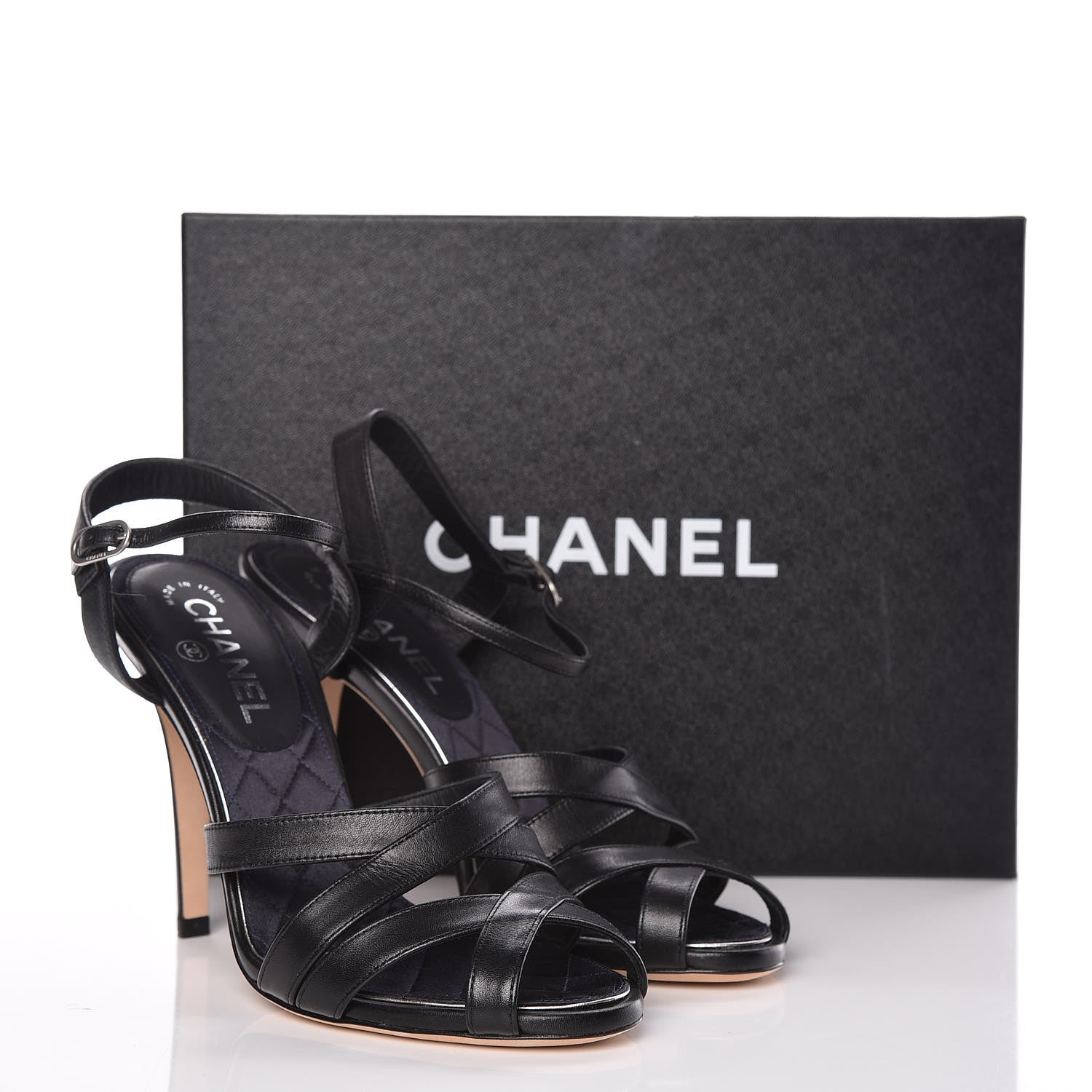 Chanel Lambskin Crystal CC Sandals 39.5 Black 13 of 13