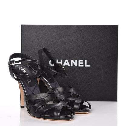 Chanel Lambskin Crystal CC Sandals 39.5 Black 13 of 13