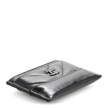 Chanel Aged Calfskin Chevron Quilted Gabrielle Card Holder So Black 4 of 12
