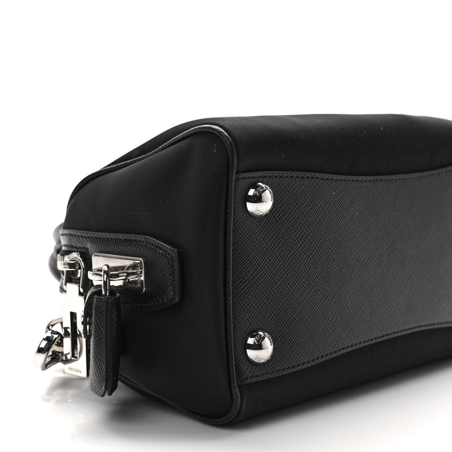 Nylon Saffiano Re-Edition 2005 Top Handle Crossbody Bag Black