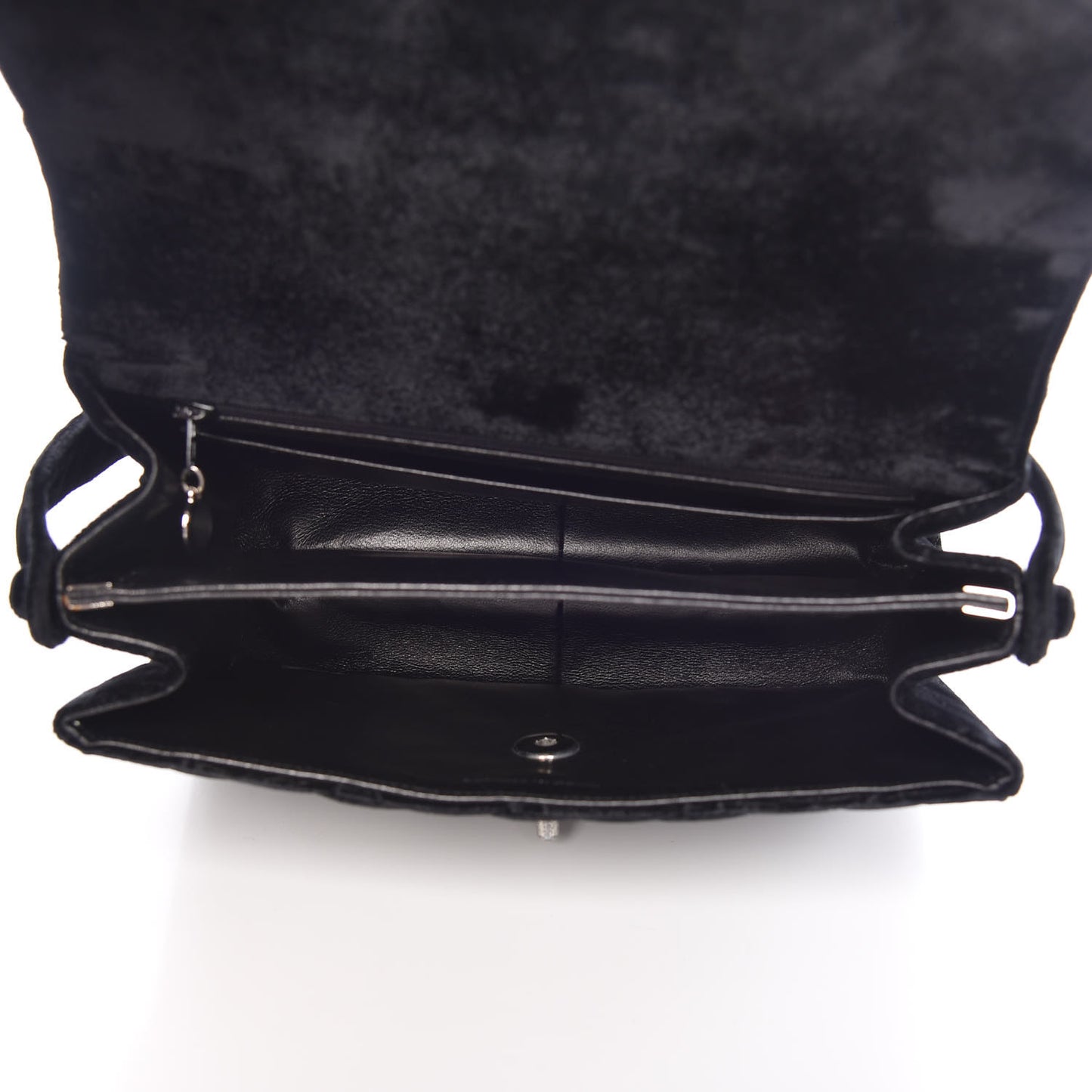 Velvet Quilted Shoulder Bag Black