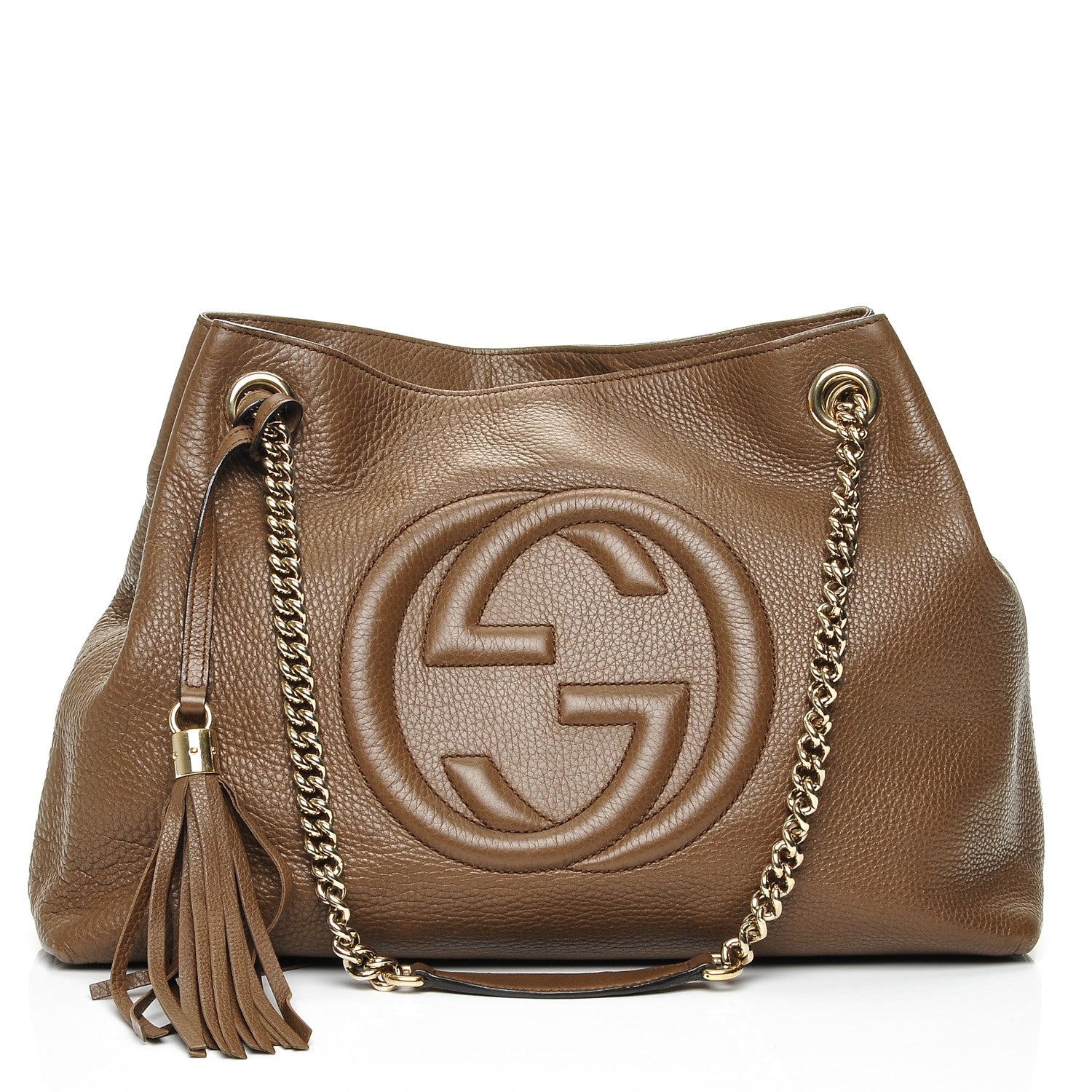 Gucci Pebbled Calfskin Medium Soho Chain Shoulder Bag Maple Brown 1 of 7
