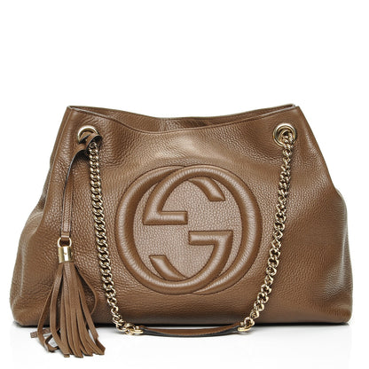 Gucci Pebbled Calfskin Medium Soho Chain Shoulder Bag Maple Brown 1 of 7