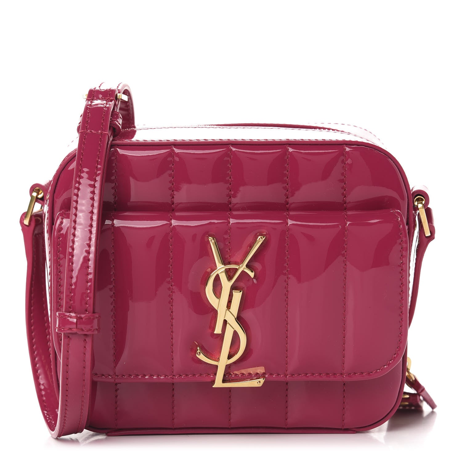Saint Laurent Patent Matelasse Monogram Toy Vicky Camera Bag Bubblegum 1 of 10