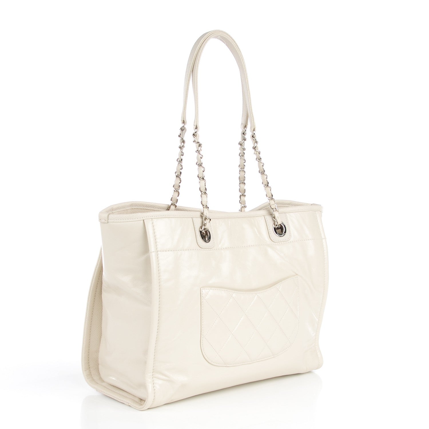 Chanel Glazed Calfskin Small Deauville Tote Ivory 3 of 7