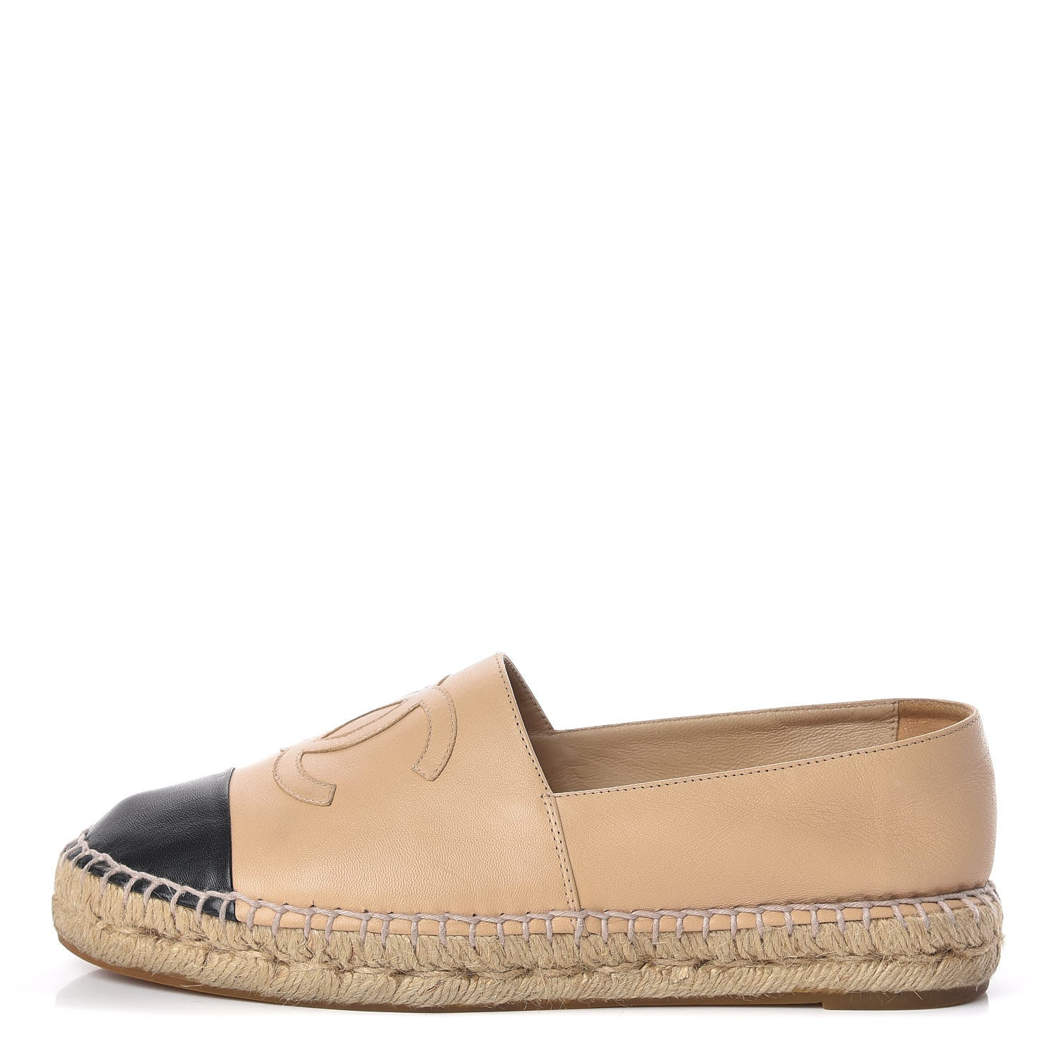 Chanel Lambskin CC Espadrilles 38 Beige Black 1 of 15