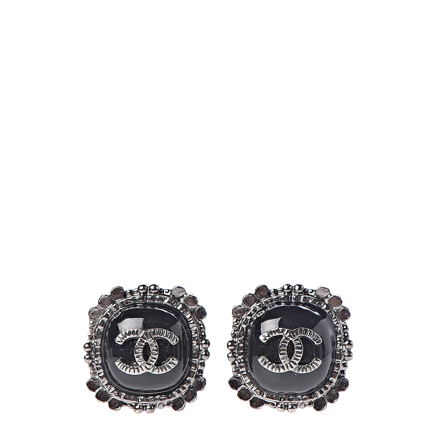Ruthenium Enamel CC Earrings Black