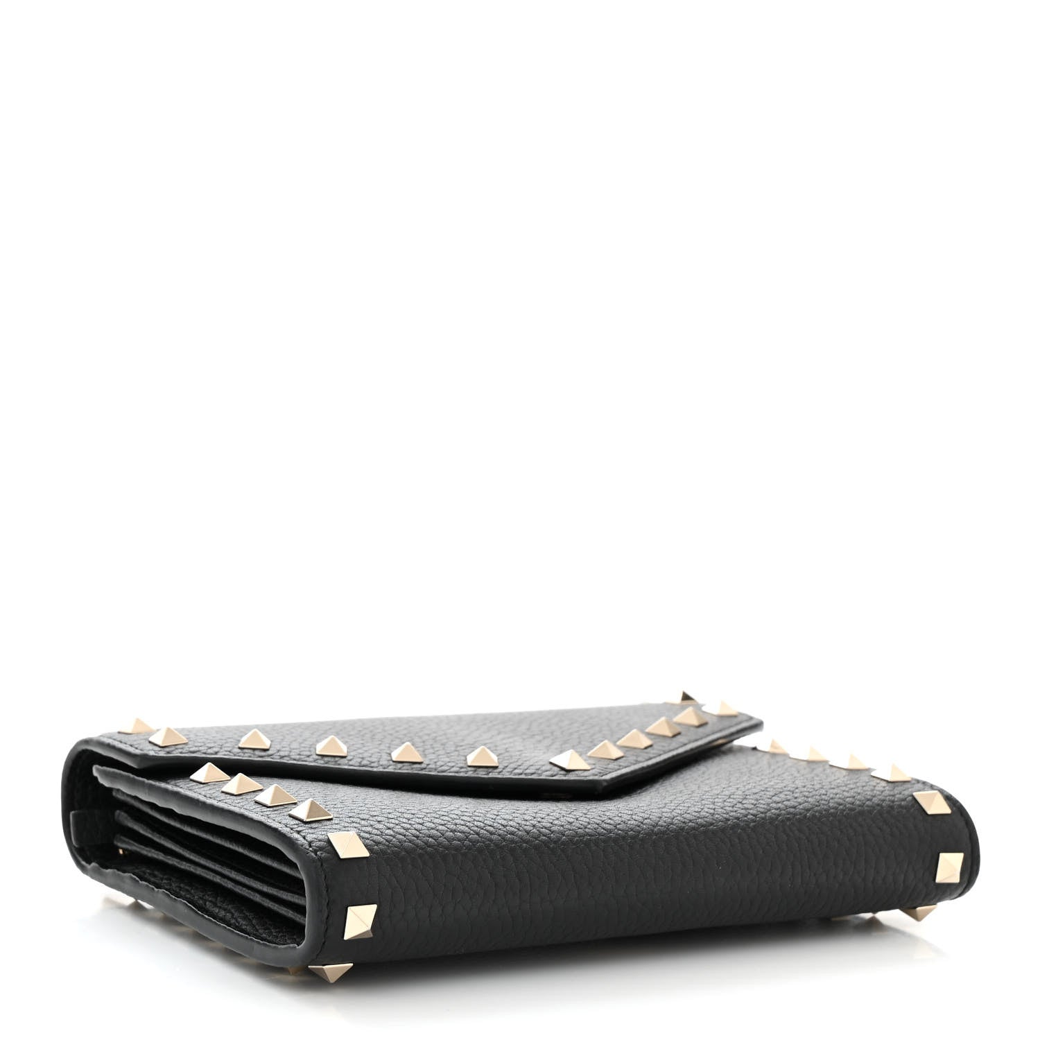 Valentino Garavani Pebbled Calfskin Rockstud Envelope Wallet on Chain Black 4 of 11