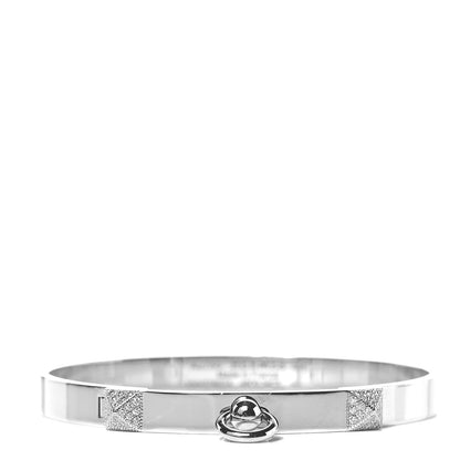 Hermes 18K White Gold Diamond PM Collier De Chien Bracelet SH 1 of 4