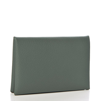 Hermes Evercolor Calvi Verso Card Case Vert Amande Gris Perle 3 of 8