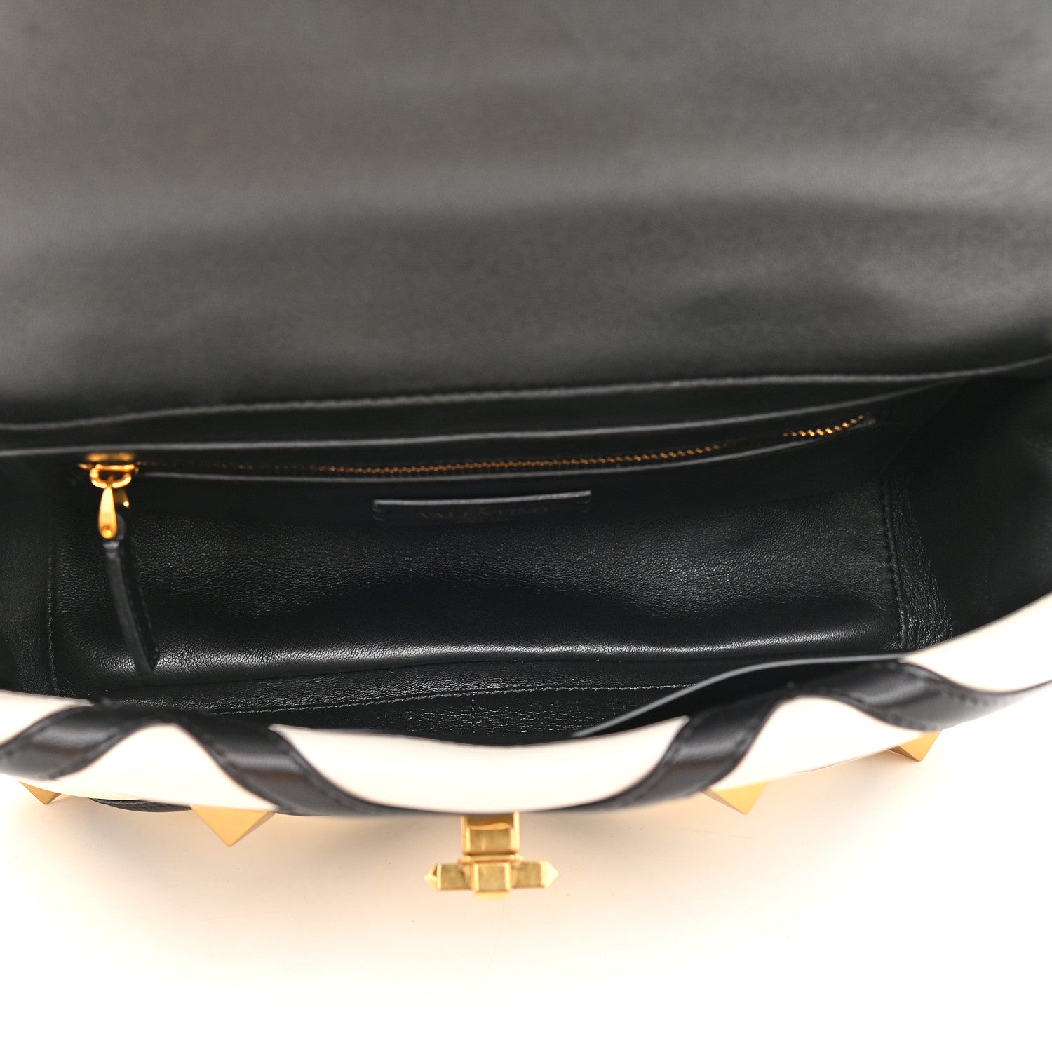 Valentino Garavani Nappa Large Roman Stud Shoulder Bag Ivory Black 5 of 12