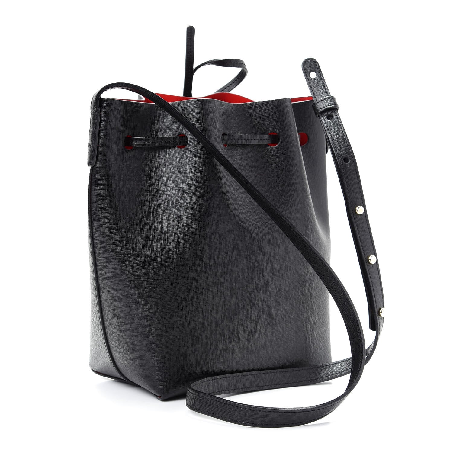 Mansur Gavriel Saffiano Mini Bucket Bag Black Flamma 3 of 10