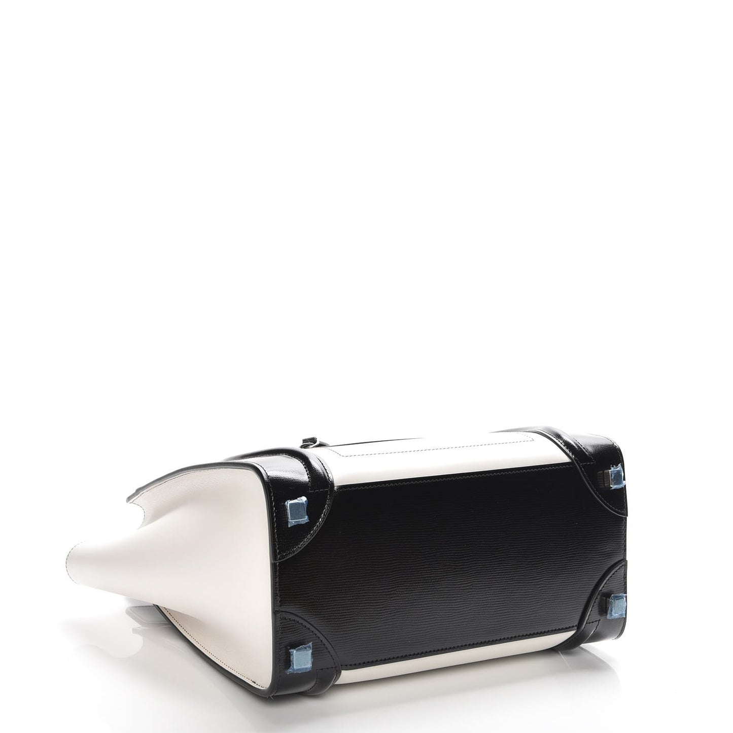 Sleek Calfskin Micro Bi-Color Luggage Black White