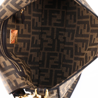 Fendi Fabric Jacquard FF 1974 Medium Baguette Tobacco Moro Black 6 of 20