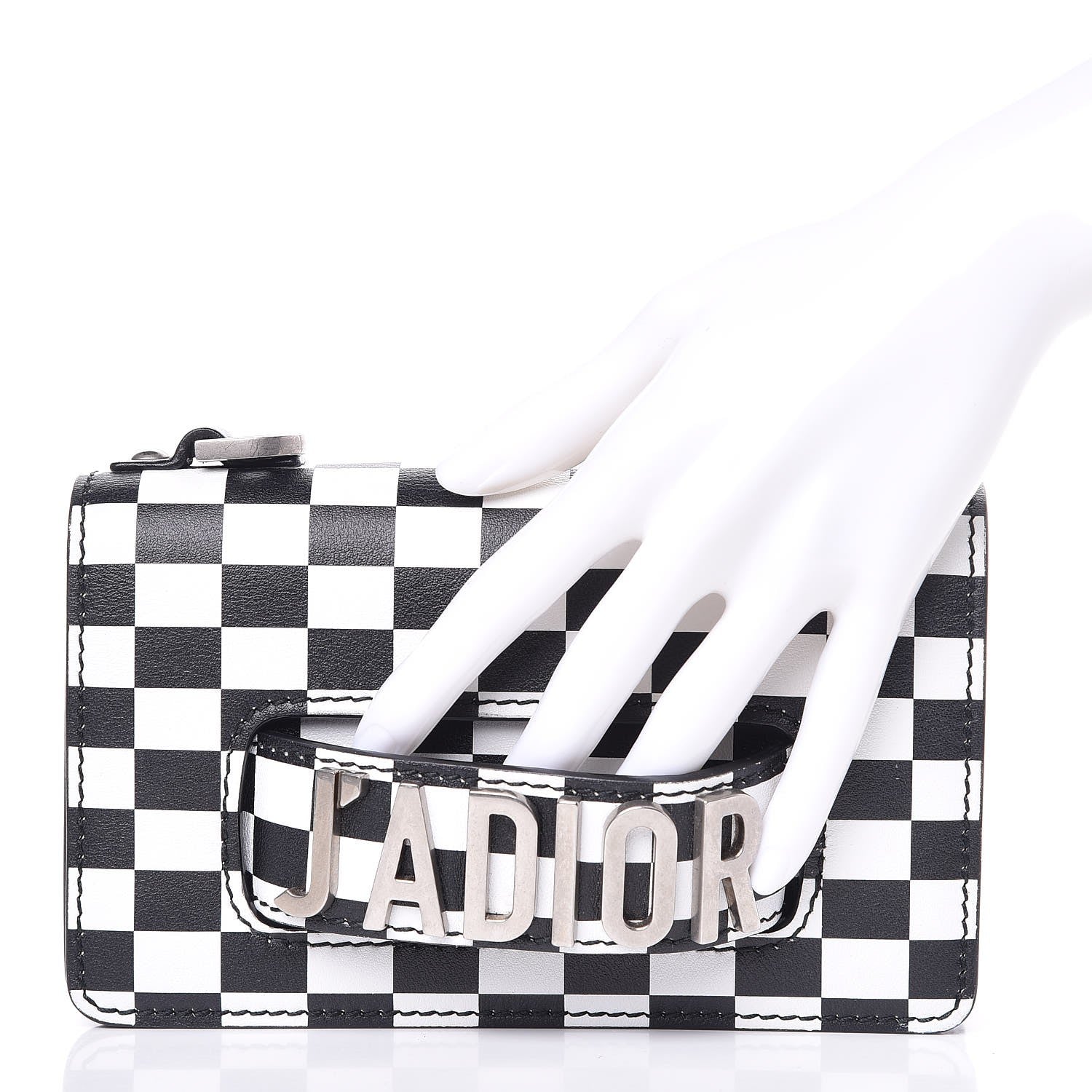 Christian Dior Calfskin Checkered J'Adior Chain Flap Bag White Black 2 of 6