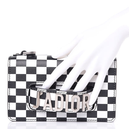 Christian Dior Calfskin Checkered J'Adior Chain Flap Bag White Black 2 of 6