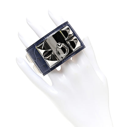 Hermes Shiny Alligator Collier De Chien CDC Bracelet S Bleu Saphir 2 of 5