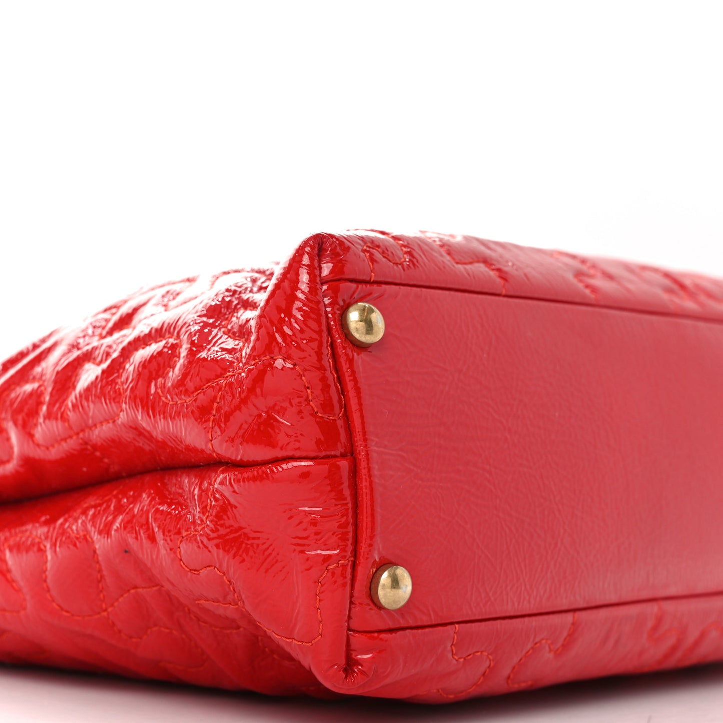 Crackled Patent Calfskin Puzzle Tote Red