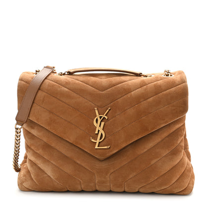 Saint Laurent Suede Y Quilted Monogram Medium Loulou Chain Satchel Cinnamon 1 of 12