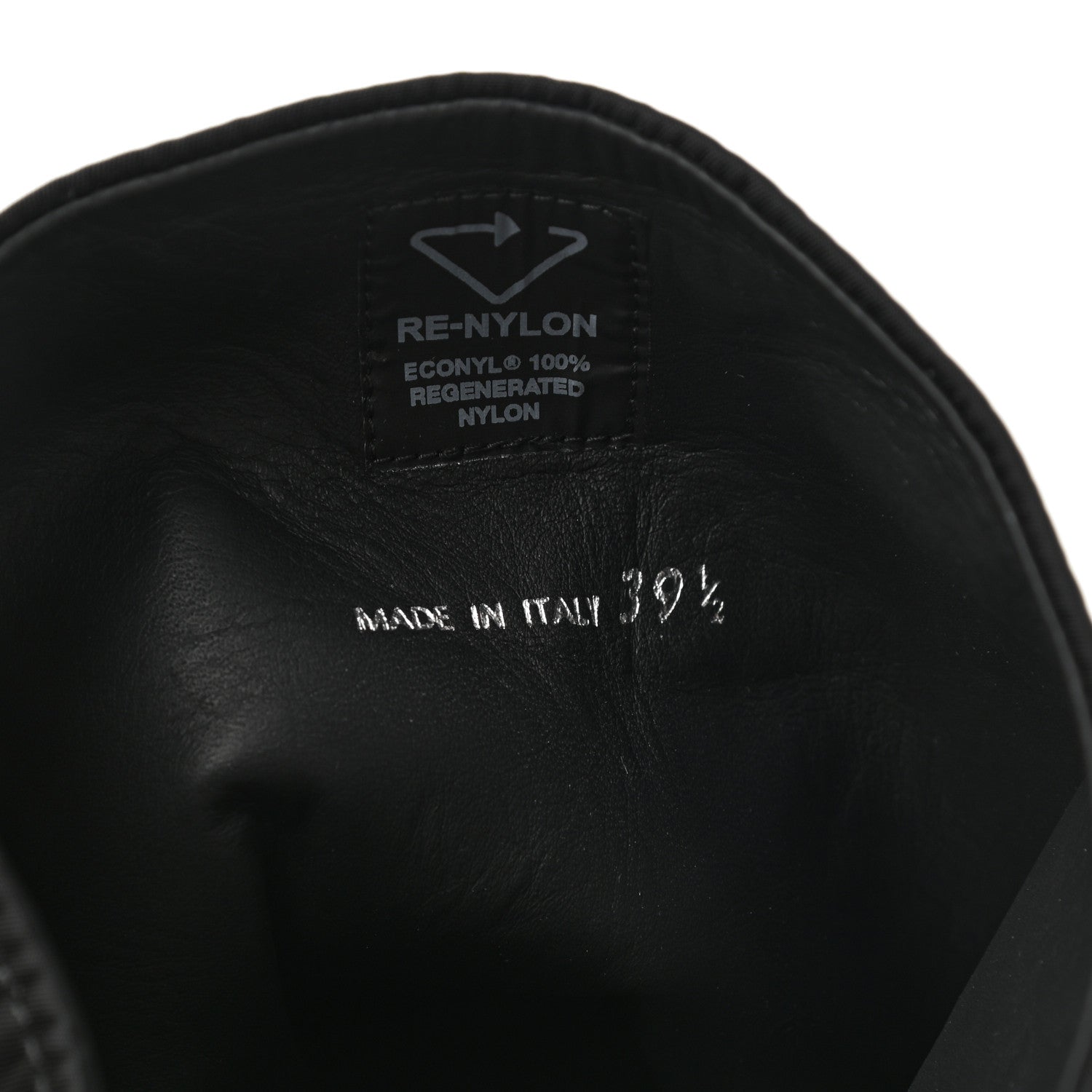 Prada Spazzolato Rois Re-Nylon Metal Triangle Logo Monolith Pouch Pocket 55mm Tall Boots 39.5 Black 8 of 8