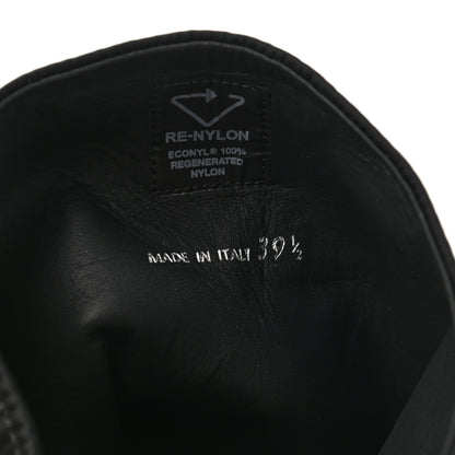Prada Spazzolato Rois Re-Nylon Metal Triangle Logo Monolith Pouch Pocket 55mm Tall Boots 39.5 Black 8 of 8