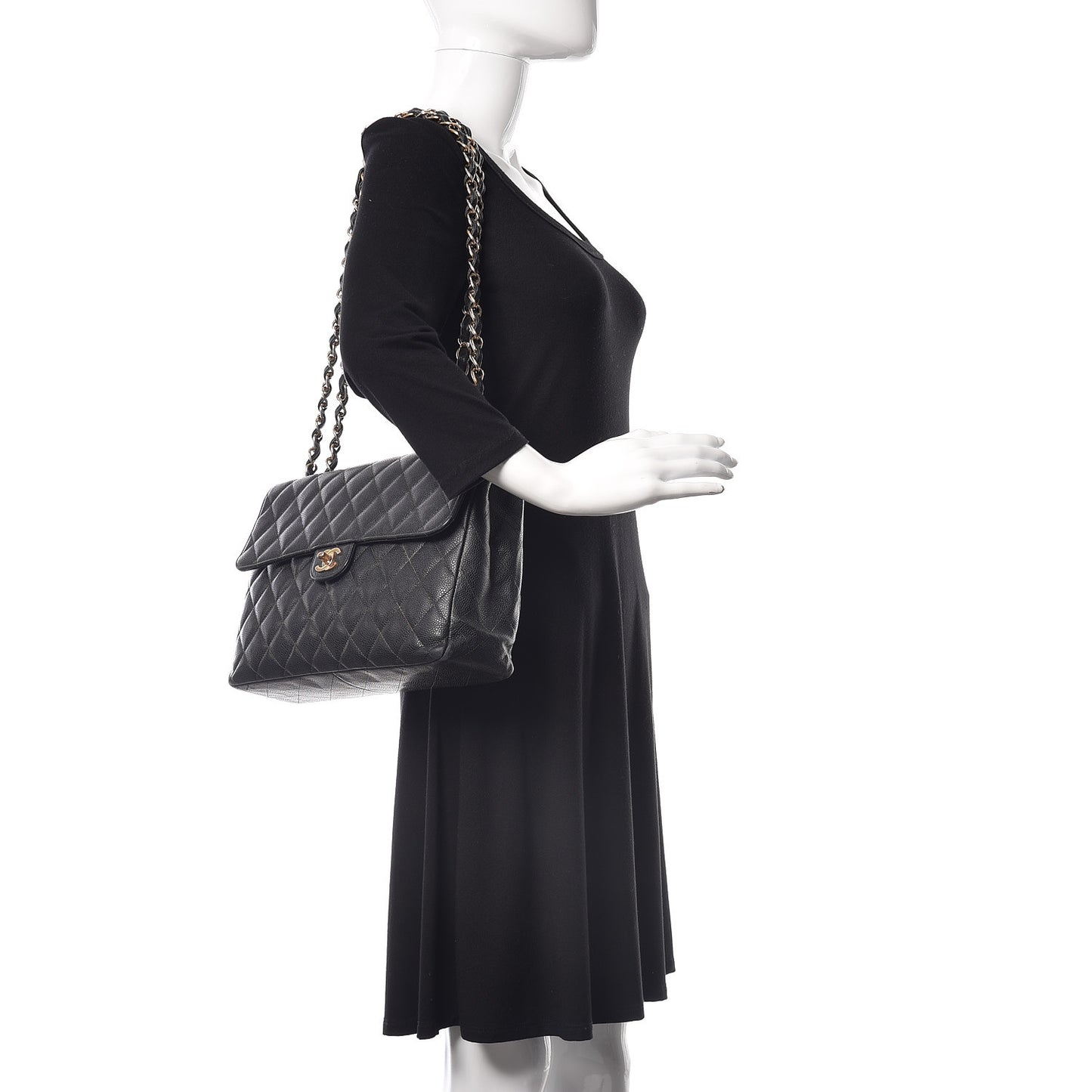 Caviar Quilted Jumbo Single Flap Black