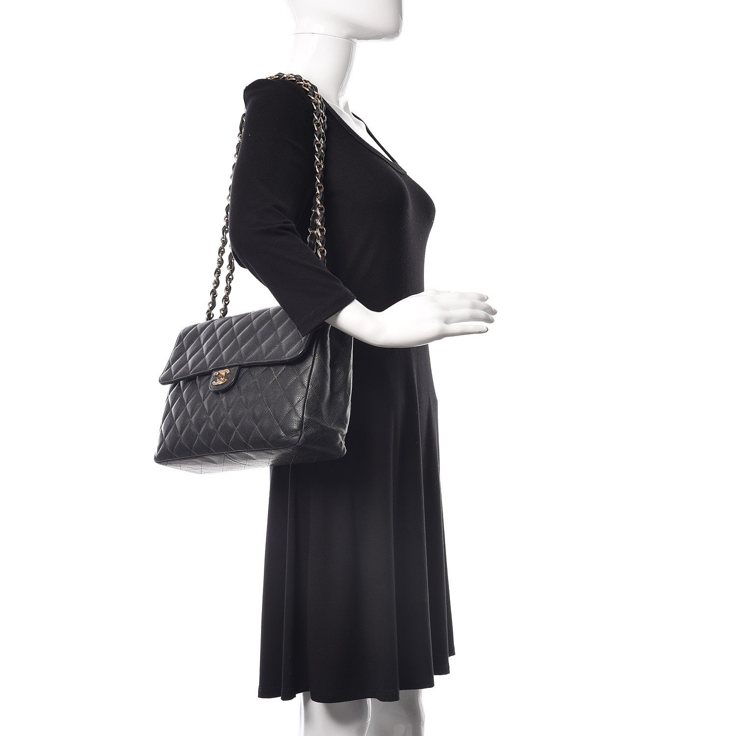 Chanel Caviar Quilted Jumbo Single Flap Black 2 of 15