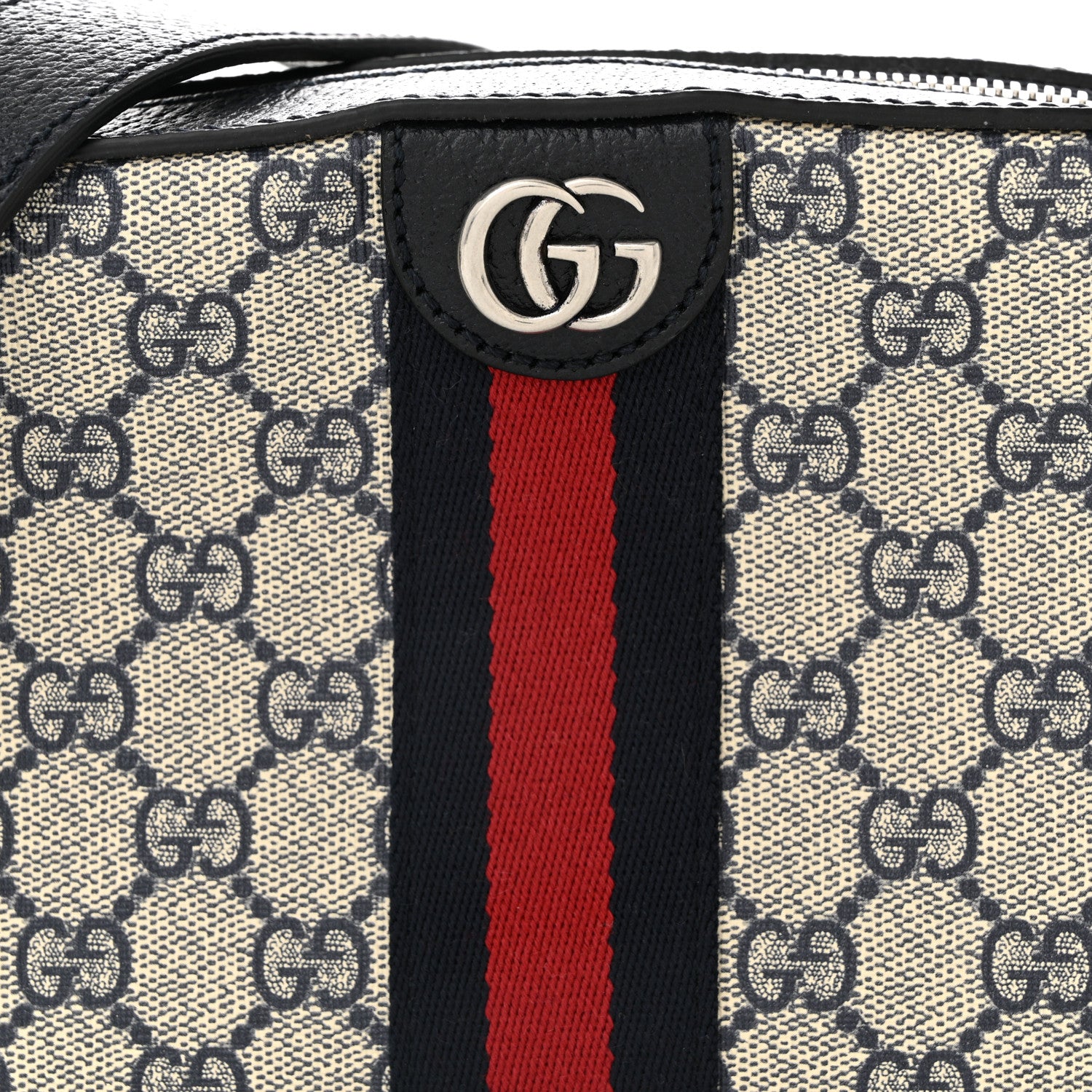 Gucci GG Supreme Monogram Textured Dollar Calfskin Web Small Ophidia Camera Bag Beige Blue 8 of 10