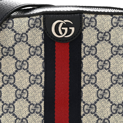 Gucci GG Supreme Monogram Textured Dollar Calfskin Web Small Ophidia Camera Bag Beige Blue 8 of 10