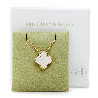 Van Cleef & Arpels 18K Yellow Gold Mother of Pearl Vintage Alhambra Pendant Necklace 6 of 6