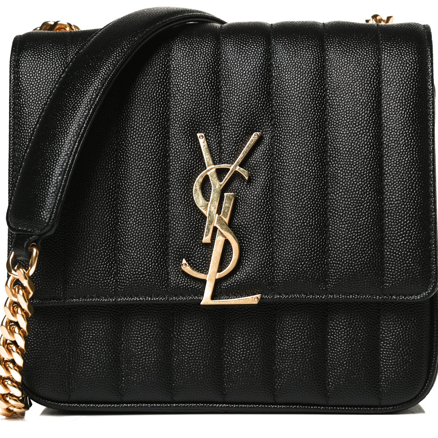 Saint Laurent Grain De Poudre Matelasse Monogram Medium Vicky Chain Bag Black 8 of 13