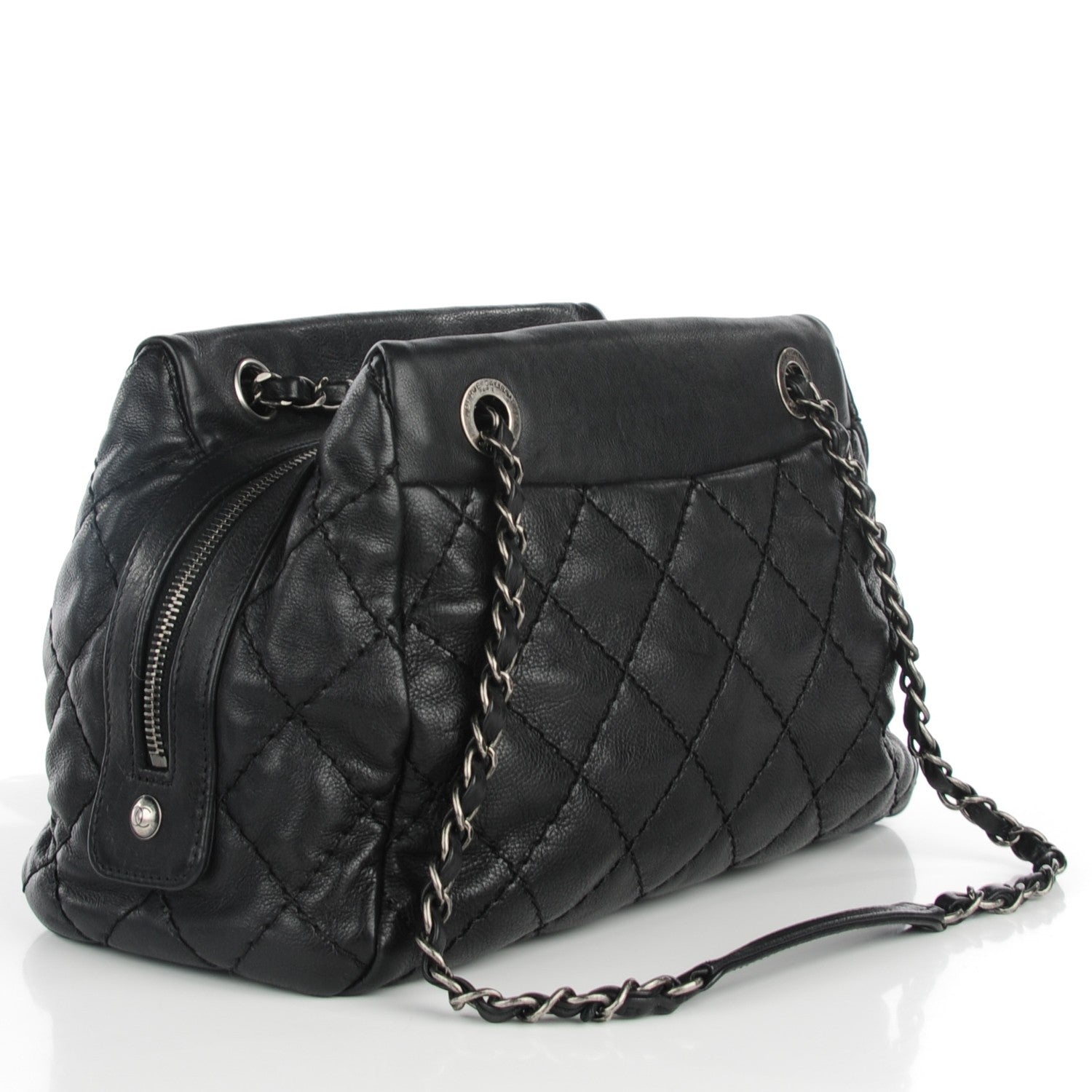 Chanel Calfskin Quilted Small Stitch It Tote Black 3 of 7