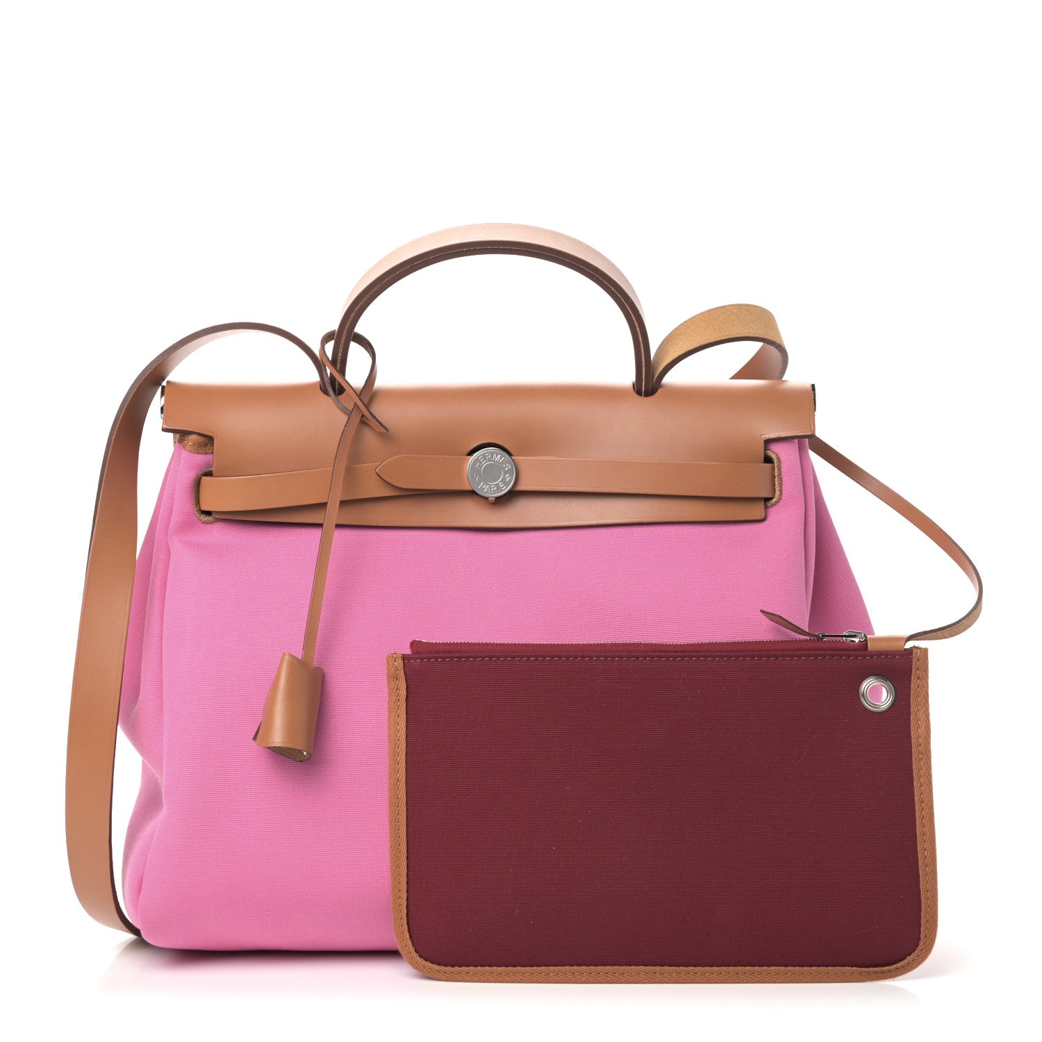 Hermes Toile Officier Vache Hunter Verso Herbag Zip PM 31 Bubblegum Rubis Naturel 1 of 8