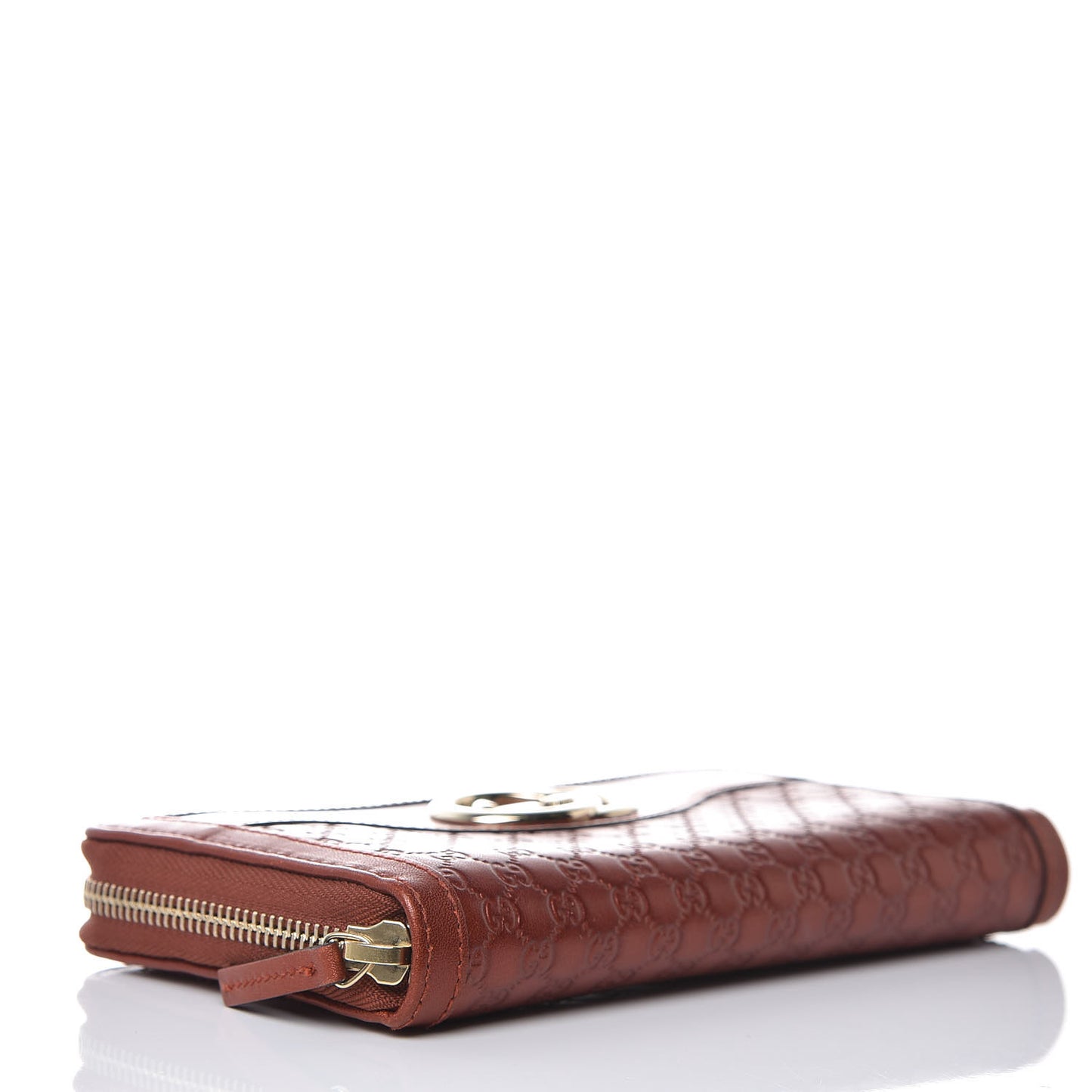 Metallic Microguccissima Sukey Zip Around Wallet Burnt Orange