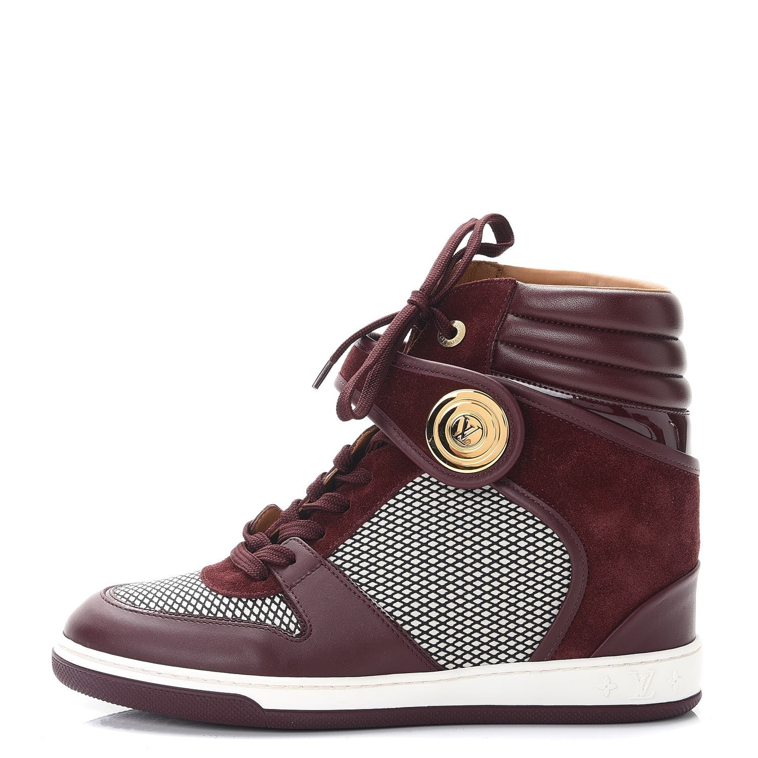 Louis Vuitton Calfskin Suede Postmark Wedge Sneakers 39.5 Bordeaux 1 of 8